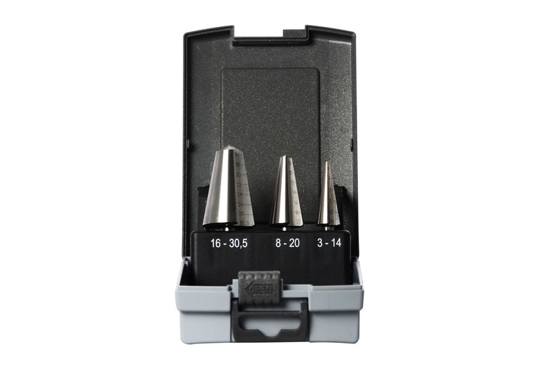 Blechschälbohrer-Set HSS-Co 5% 3-tlg. Grössen 1-2-3 / Ø 3,0 - 30,5 mm
