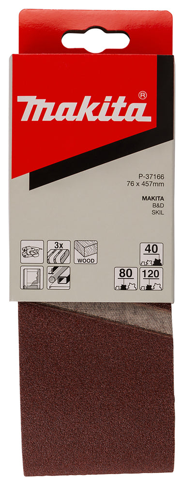 Schleifband 76x457mm Set G40/80/120 - 3stk