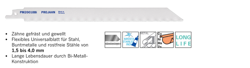 Säbelsägeblätter für Metall / INOX