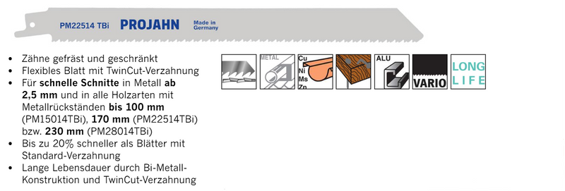 Säbelsägeblätter für Metall / INOX