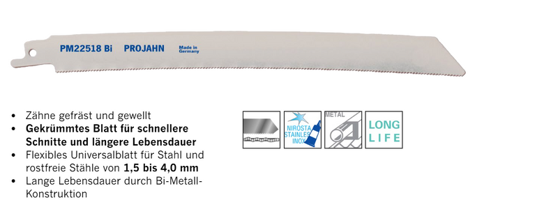 Säbelsägeblätter für Metall / INOX