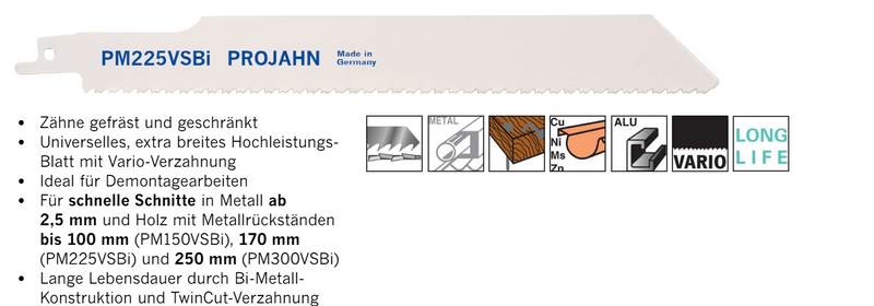 Säbelsägeblätter für Metall / INOX