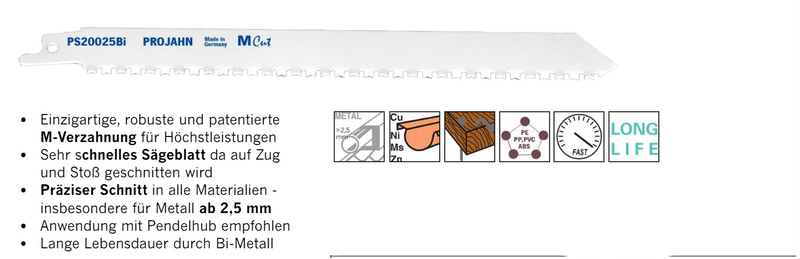 Säbelsägeblätter für Metall / INOX