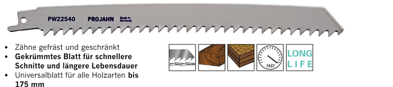 Säbelsägeblätter für Holz